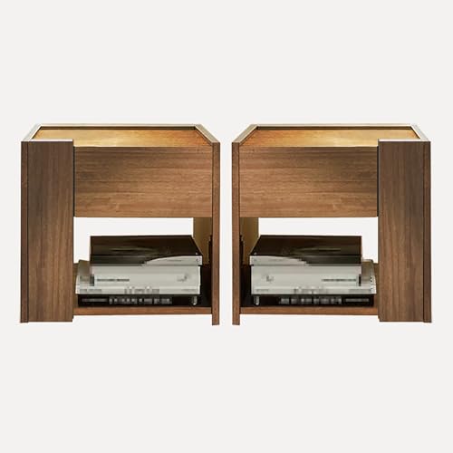 WWERTYY Nachttische im Landhausstil, 2er-Set, Beistelltisch-Kommode mit 1 Schublade für Schlafzimmer, Beistelltische für Schlafzimmeraufbewahrung, Nachttisch aus braunem Holz, Nachttisch m