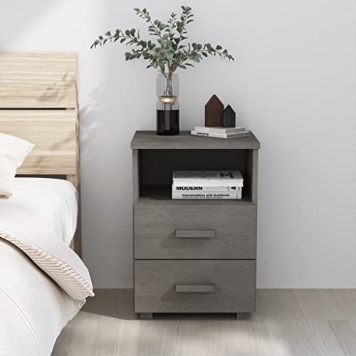 ZQQLVOO Nachttisch HAMAR Hellgrau nachtschrank badschrank schmal for Schlafzimmer Wohnzimmer 40x35x62 cm Massivholz Kiefer
