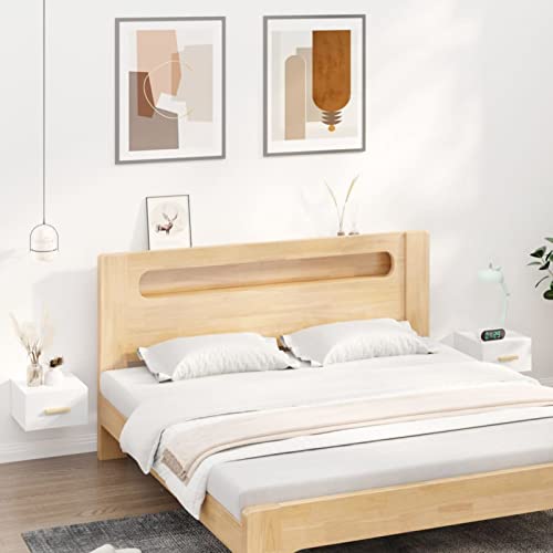 Fasba Wand-Nachttische 2 STK. Hochglanz-Weiß 35x35x20 cm, Beistelltisch mit viel Stauraum, Nachtschrank, Nachtkommode, Nachtkonsole/ 812847