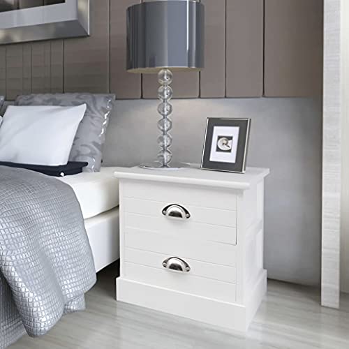 KATERYY Nachttisch Landhausstil Weiß,LandhausNachttisch mit praktischen Schubladen für Schlafzimmer oder Wohnzimmer Schlafzimmer, Nachttische
