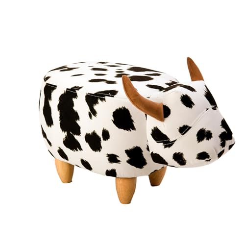 mymai Fußhocker Tiermotiv, Schuhwechselhocker, süßer Cartoon Lernhocker, Fußstütze, Sitzkissen, Stuhl für Wohnzimmer, Nachttisch, Eingangsbereich (Kuh)