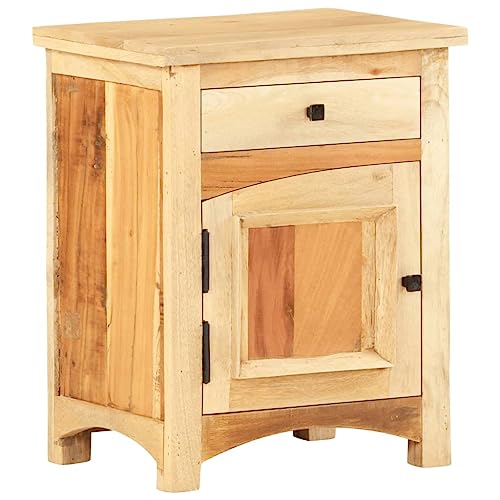 Ziaphsol Vintage Nachttisch 40x30x50 cm aus massivem Altholz, recyceltes Mangoholz, mit Schublade, perfekt als Beistelltisch