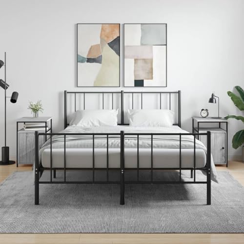 Fasba Nachttische 2 STK. Grau Sonoma 40x42x60 cm Holzwerkstoff, Beistelltisch mit viel Stauraum, Nachtschrank, Nachtkommode, Nachtkonsole/ 826040
