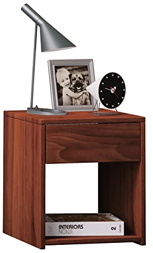 VCM Nachtschrank | Maße Nachttisch ca. H. 40 x B. 35 x T. 35 cm | Schublade und offenes Fach | Nachttisch - Sledo Mini Kern-Nussbaum