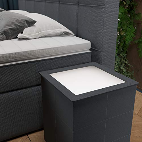 INNOCENT® Nachttisch Morano mit LED in | Stoff Grau N13 | Moderner Beistelltisch passend für Boxspringbett (en) | Nachtkonsole für Betten, Polsterbetten