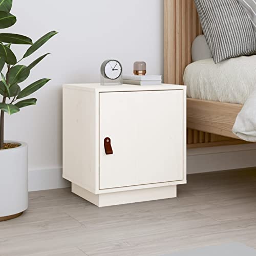 Fasba Nachttisch Weiß 40x34x45 cm Massivholz Kiefer, Beistelltisch mit viel Stauraum, Nachtschrank, Nachtkommode, Nachtkonsole/ 818277