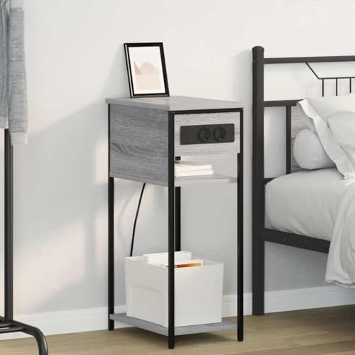 INLIFE Nachttisch Grau Sonoma 28,1 x 40,9 x 75 cm Holzwerkstoff,Möbel,Tisc he,Nachttische,Grau,7.73 KG,859578