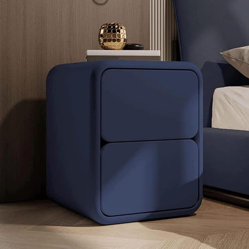 HADECOLL Nachttisch, Schmal, Schlicht, Mit Schubladen, Nachttisch, 2Er-Set, Kleine, Schmale Nachttische, Moderner Schlafzimmer-Beistelltisc h, Nachttisch, 45 cm, Braun, Blau 40 cm