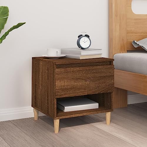 Runheo Nachttisch Braun Eichen-Optik 50x46x50 cm, Holzwerkstoff, robuster Beistelltisch mit Stauraum, für Schlafzimmer und Wohnzimmer, vielseitig einsetzbar