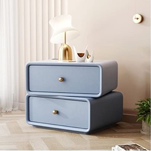 ry Nachttisch aus Massivholz und Leder, drehbar, modern, minimalistisch, rund, Nachttisch für Schlafzimmer, leichtes El-Design (C50 × 40 × 48 cm)