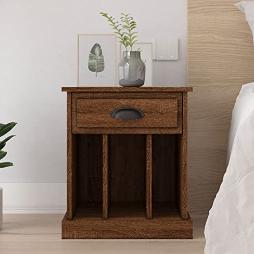 Fasba Nachttisch Braun Eichen-Optik 43x36x50 cm, Beistelltisch mit viel Stauraum, Nachtschrank, Nachtkommode, Nachtkonsole