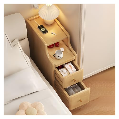 Nachtkästchen,nachttisch,nachttisch schmal,Nachttisch aus massivem Holz,nachttisch weiß , Lagerung, leicht, kratzfest, einfach zu montieren für Wohnzimmer(Holzfarbe,Brei te30cm)