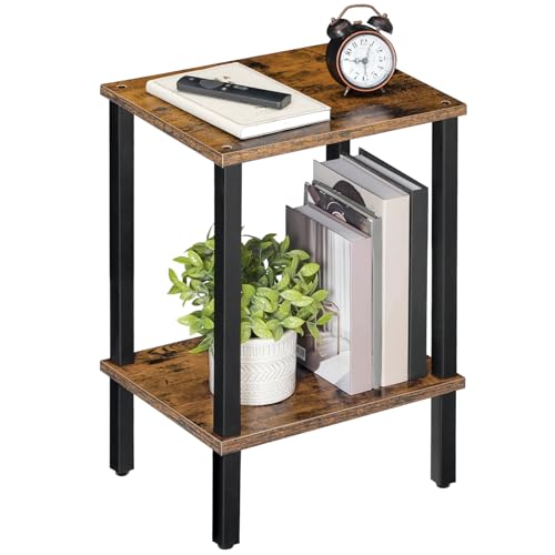 MAHANCRIS Beistelltisch, Kleiner Tisch, Schmaler Couchtisch, Nachttisch mit 2 Ebenen, Industriestil, Gestell aus Holzwerkstoff, für Wohnzimmer, Schlafzimmer, Büro, Vintagebraun und Schwarz AETHR7901N1 MAHANCRIS Beistelltisch, Kleiner Tisch, Schmaler Couchtisch, Nachttisch mit 2 Ebenen, Industriestil, Gestell aus Holzwerkstoff, für Wohnzimmer, Schlafzimmer, Büro, Vintagebraun und Schwarz AETHR7901N1