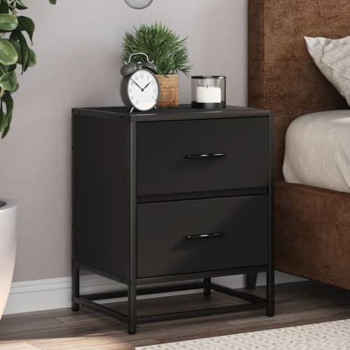 MOBCANT Nachttisch, Nachttischschrank Schränkchen Beistellschrank Beistelltisch Geeignet für Schlafzimmer Hotel Wohnung Wohnstube Schwarz 40x31x50 cm Holzwerkstoff