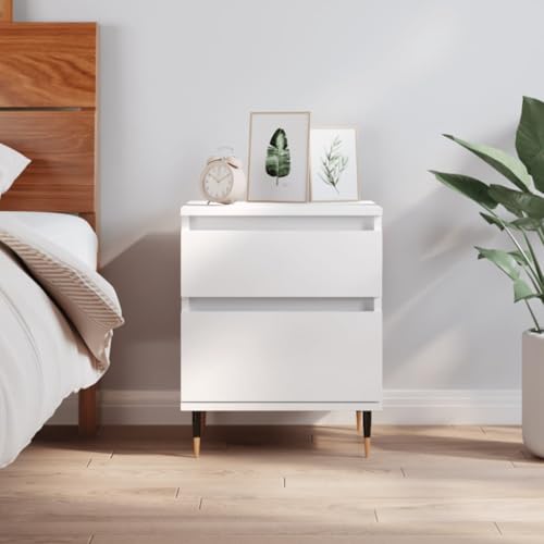 Snsowed Nachttisch Weiß 40x35x50 cm Holzwerkstoff, Nachtschrank, Nachtkästchen, Bedside Table, Nachtkommode, Nightstand, Nachttischschrank, Nachtkonsole 830652
