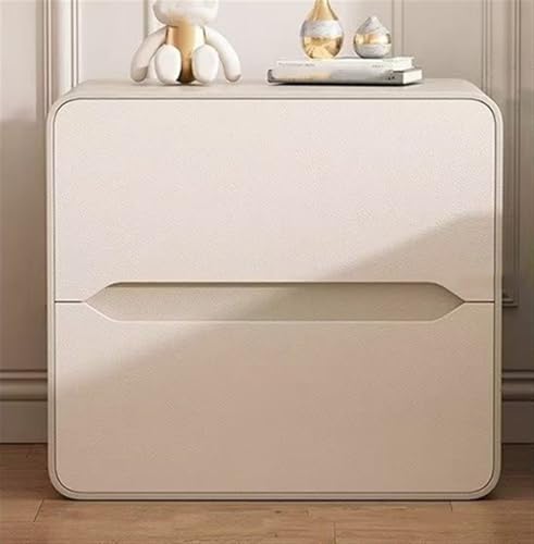 Moderner, einfacher Nachttisch mit Schubladen, heller Luxus-Holzschrank, cremefarbener Nachttisch, minimalistischer Nachttisch aus Leder, Beistelltisch für Schlafzimmer, Wohnzimmer, Wohnheim (Silber,