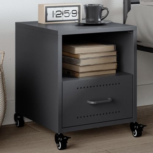GCHDHAPB Home-Tische, Nachttische, Nachtkommode, Anthrazit, 36 x 39 x 43,5 cm, Stahl