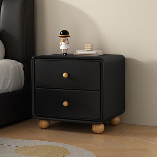 WYRNOBRX Klassik Nachttisch Nachtkästchen Mit 2 Schubladen Landhaus Nachtkommode Schubladenschrank Beistelltisch Schlafzimmer Und Wohnzimmer Weiß Schwarz Khaki L 18/20/24 INCH,Schwarz,L20*W16*H20