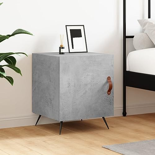 Homgoday Nachttisch, Grau, Beton, 40 x 40 x 50 cm, aus mehrschichtigem Holz, Sideboard, Bodenschrank, Büromöbel, Nachttisch für Schlafzimmer, Modell 827508