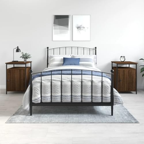 Mokuyary Nachttische 2 STK. Braun Eichen-Optik 40x42x60 cm Holzwerkstoff Beistelltisch, Nachtschrank Schlafzimmer, modern für Wohnzimmer Schlafzimmer Arbeitszimmer Gästezimmer