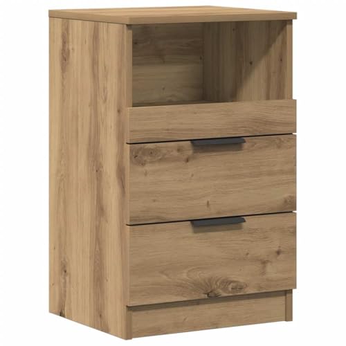 vidaXL Nachttisch, Nachtschrank mit 2 Schubladen 1 Fach, Nachtkommode für Schlafzimmer, Nachtkonsole Beistelltisch, Artisan-Eiche Holzwerkstoff