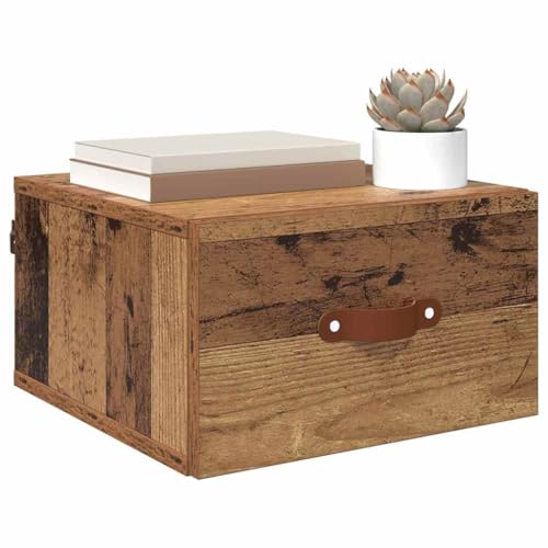 Tomostar Nachttisch, Wandmontage, Nachttisch, Nachttisch, Nachttisch, Holz, antik, 35 x 35 x 20 cm