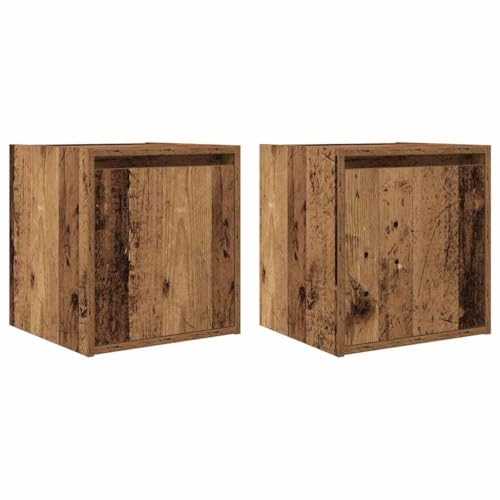 kangqiling 861244 Wandnachttische 2 Stück antikes Holz 38 x 34 x 40 cm, Braun, 861244