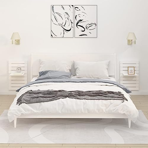 Generisch Wand-Nachttische 2 STK. Weiß Massivholz Kiefer,jiangboyue-824769