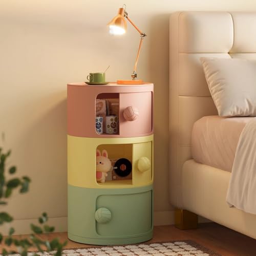 WYRNOBRX Moderner Nachtschrank Nachttisch Nightstand Mit Schubladen 1 Offenes Fach Beistelltisch Sofatisch Landhausstil Nachtkommode Stauraum Für Schlafzimmer Wohnzimmer L 30 cm,Rosa,L13*W13*H15