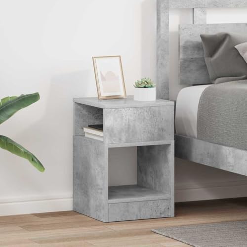 Mokuyary Beistelltisch 2 Stück Beton Grau 30,5 x 30 x 45 cm Holzwerkstoff Beistelltisch, Nachtschrank Nachtkommode Beistellschrank Nachtkästchen für Schlafzimmer