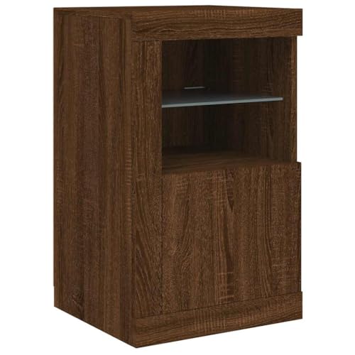 Tomostar Nachttisch LED Licht, Nachttisch LED Lichtern, Eiche, Braun, Holz, 41 x 37 x 67 cm