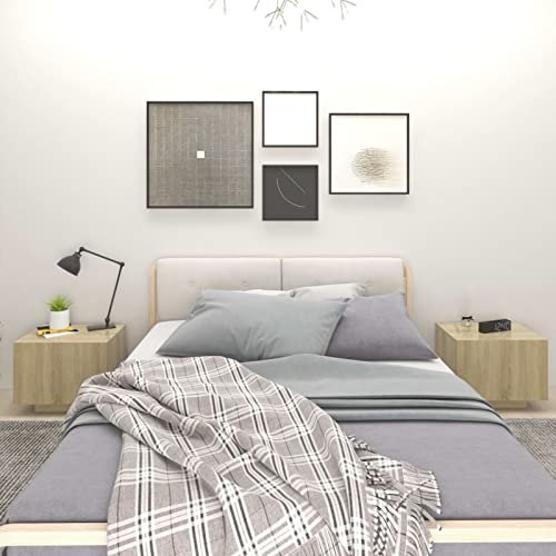 Fasba Nachttisch Sonoma-Eiche 100x35x40 cm Holzwerkstoff, Beistelltisch mit viel Stauraum, Nachtschrank, Nachtkommode, Nachtkonsole