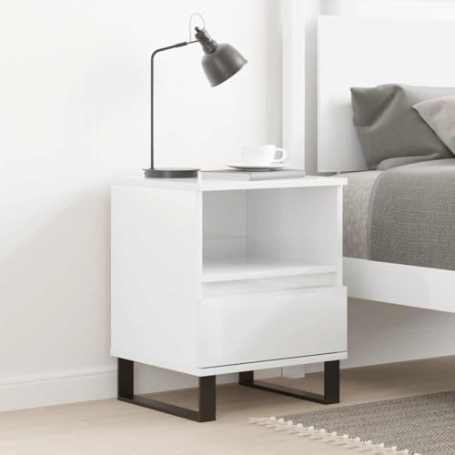 Myheimly Nachttisch Nachttische Nachtschrank Nachtkonsole Telefontisch Hochglanz-Weiß 40x35x50 cm Holzwerkstoff 3031709de