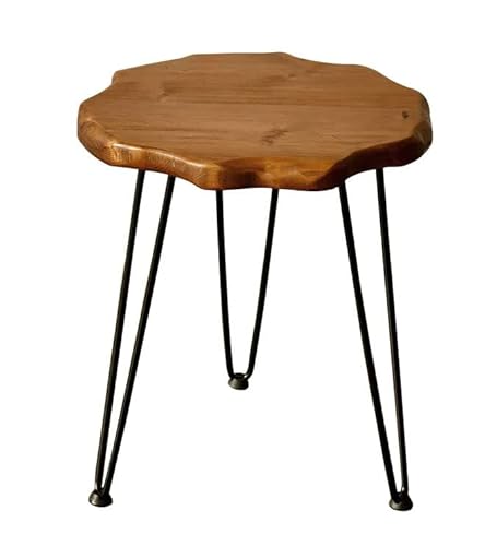 Spetebo Massivholz Beistelltisch aus Kiefernholz 45 cm - rund - Holz Tisch mit natürlichen Tischkanten - Sofatisch Couchtisch Nachttisch Dekotisch Blumentisch massiv handgefertigt