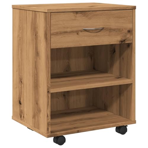 Genérico Wenjingqi 856661 Schrank mit Rollen, Holz, Eiche, 46 x 36 x 59 cm, Braun