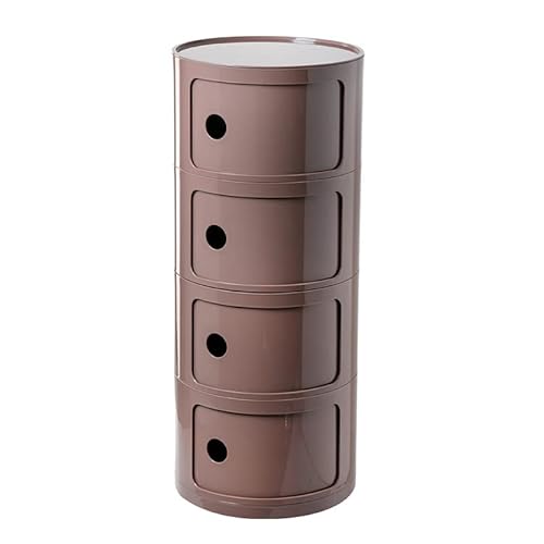 UioQrintan Nordischer moderner Nachttisch mit Schubladen und Schiebetür, runder Nachttisch, 2-, 3- und 4-stufiger Nachttisch aus Kunststoff, Aufbewahrungseinheit, Truhe für Schlafzimmer