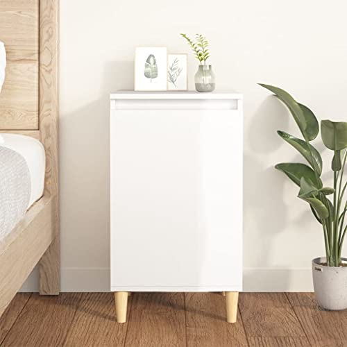 MOBCANT Nachttisch, Bett Organizer Telefontisch Nightstand Nachtkasten Geeignet für Wohnung Hotel Schlafsaal Schlafzimmer Hochglanz-Weiß 40x35x70 cm Holzwerkstoff