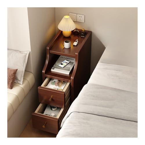 MUOLVSQ Nachtkästchen?nachttisch Vintage?nachttisch schmal?nachtkästchen Holz? nachttisch weiß, Lagerung, leicht, Kratzfest, einfach zu montieren für Schlafzimmer Wohnzimmer(Braun,Breite20 cm)