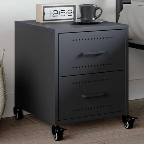 IBUQDDV Sofatisch Telefontisch Nightstand Ablagetisch Nachttisch Anthrazit 36x39x43,5 cm Stahl für Wohnzimmer, Schlafzimmer, Flur, Büro