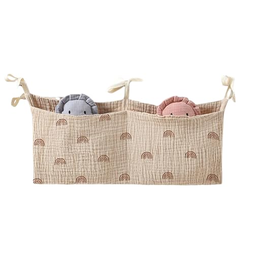 Nachttisch-Aufbewahrungst asche – Aufbewahrungstasche für Babybetten | 38 x 18 cm großer Windelflaschen-Organizer zum Aufhängen mit mehreren Fächern, leichter Kinderwagen-Caddy, Reise-Babypflege am Bet