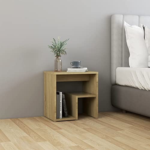 Fasba Nachttisch Sonoma-Eiche 40x30x40 cm Holzwerkstoff, Beistelltisch mit viel Stauraum, Nachtschrank, Nachtkommode, Nachtkonsole