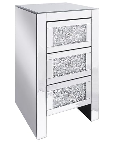 Moderner Glas-Nachttisch – Verspiegelter Nachtschrank mit Diamantgriffen Nachtschrank verspiegelt VIC561 Palazzo Exklsuiv