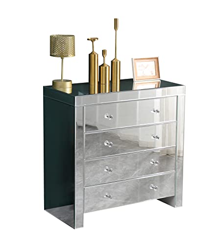  verspiegeltem Kristallgriffen für, Wohnzimmer oder Büro, Schrank 4 Schubladen