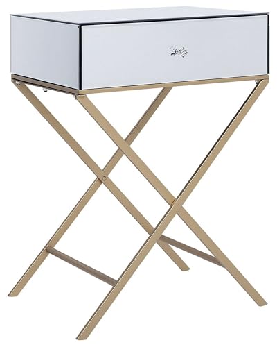 Nachttisch mit Schublade Spiegeleffekt Diamant Griff Metallgestell Vivy