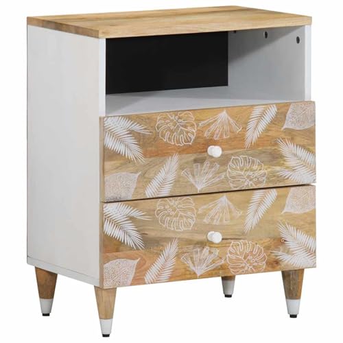 Somanki Nachttisch 50x33x60 cm Massivholz Mango, Nachtkonsole, Nachtkästchen, Kaffeetisch, Nachtkasten, Nachtkommode, Sofatisch - 4018674