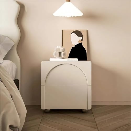 Moderner Nachttisch mit 2 Schubladen, Mikrofaser-Leder, Nachttisch, stilvoller kleiner Schlafzimmer-Beistelltisc h (45 cm) für platzsparende und
