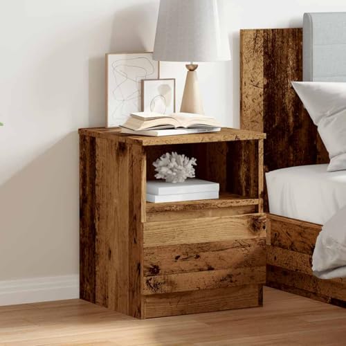Rantry Nachttisch aus antikem Holz, 40 x 40 x 50 cm, aus mehrschichtigem Holz, Sideboard, Bodenschrank, Büromöbel, Nachttisch für Schlafzimmer