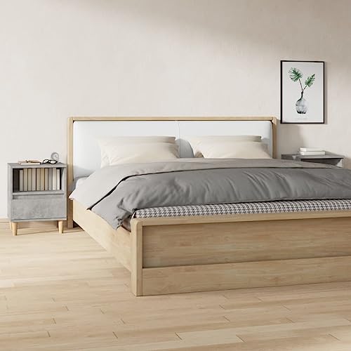 PUEOSZX Schlafzimmer-Nachttisch Aufbewahrungsschrank 2 Stück Seitliche Schränke Betttisch aus Holz Schlafzimmermöbel Wohnkultur Platzsparendes Design Grau Beton 40x35x50 cm
