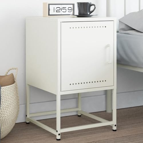 MOBCANT Nachttisch, Nachtkasten Bettablage Nachttischschrank Schränkchen Geeignet für Wohnstube Schlafzimmer Schlafsaal Wohnung Weiß 36x39x60,5 cm Stahl