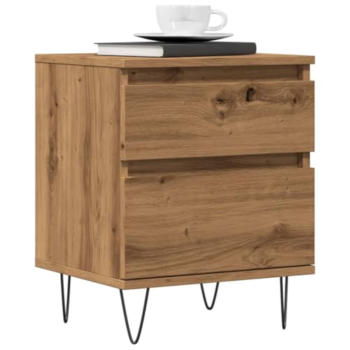 Fasba Nachttisch Artisan-Eiche 40x35x50 cm Holzwerkstoff, Beistelltisch mit viel Stauraum, Nachtschrank, Nachtkommode, Nachtkonsole/ 857418
